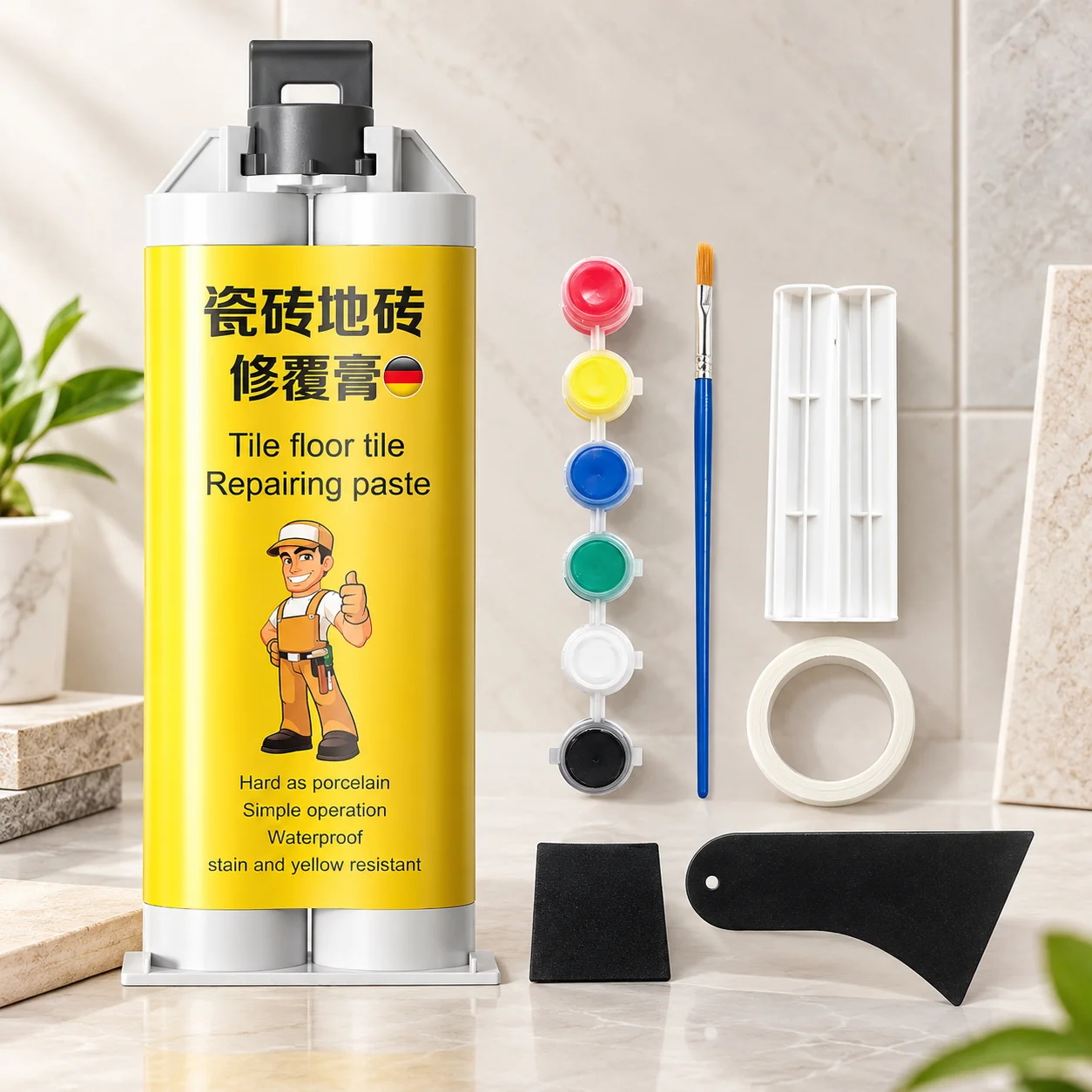 Tile Repair Cream Kit Waterproof Mold Resistant Extreme Temperature Resistance Porcelain Fix Tub Sink Crack Filler Tools
