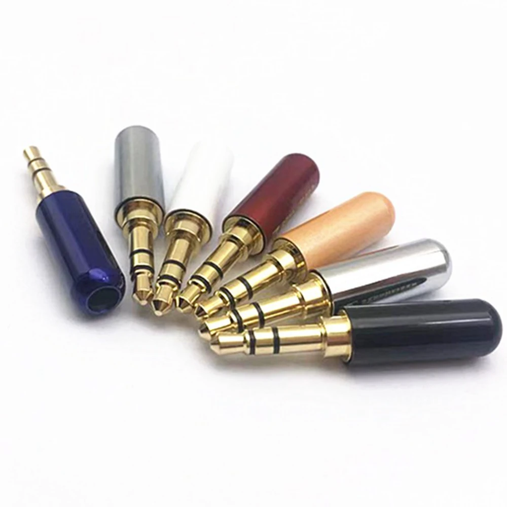 1 قطعة 3.5 مللي متر 3 القطب مقبس استريو 3 دبوس ذكر مطلية بالذهب سماعة إصلاح مهايئ الرافعة سبائك معدنية سلك الصوت لحام موصل #4