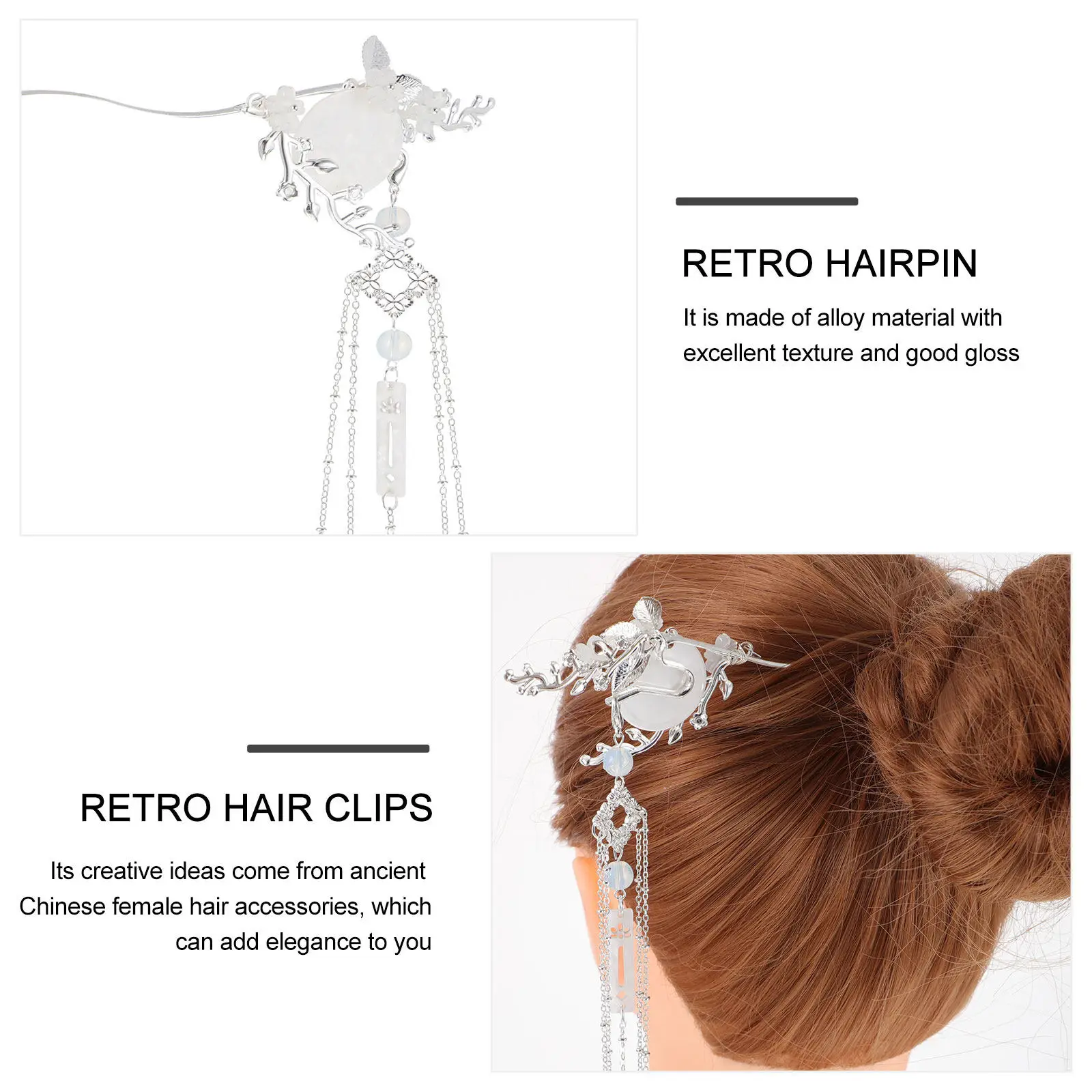 

1Pcs Ancient Style Tassel Hair Stick Alloy Vintage Hairpin Retro Hair Clip Elegant Chinese Wedding Accessories