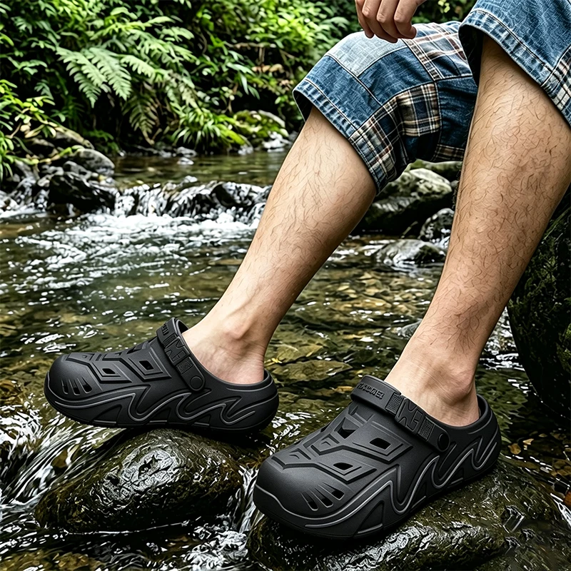 Men's Summer Beach Wading Thick Soles Clogs Sandals Trend Mix Color Soft Eva Cloud Slippers Man Comfortable Platform Sport Shoes