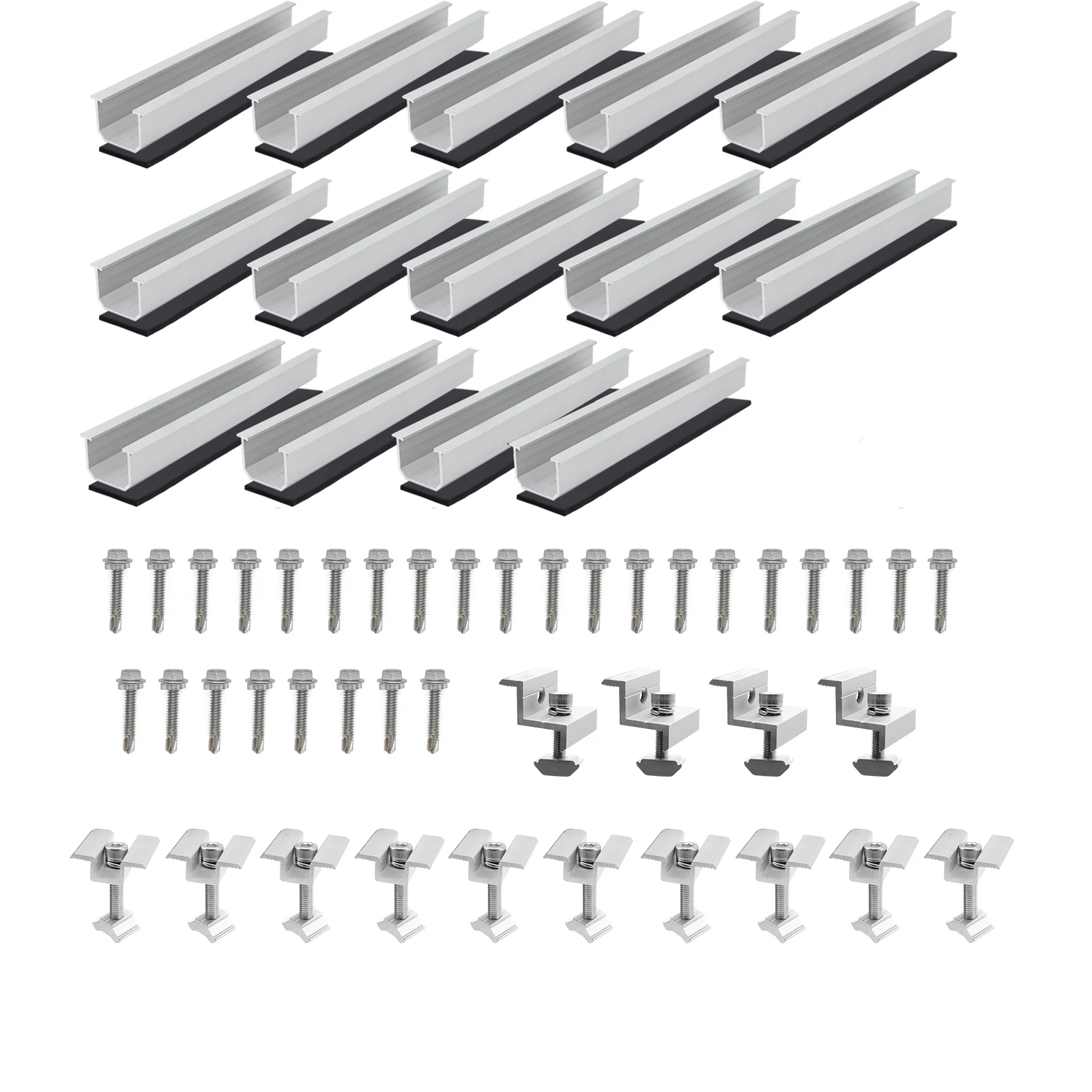Kit de montage de panneaux solaires, cadre photovoltaïque réglable de 30-35 mm pour panneaux 4/5/6 avec écrous et boulons, support de système photovoltaïque de balcon