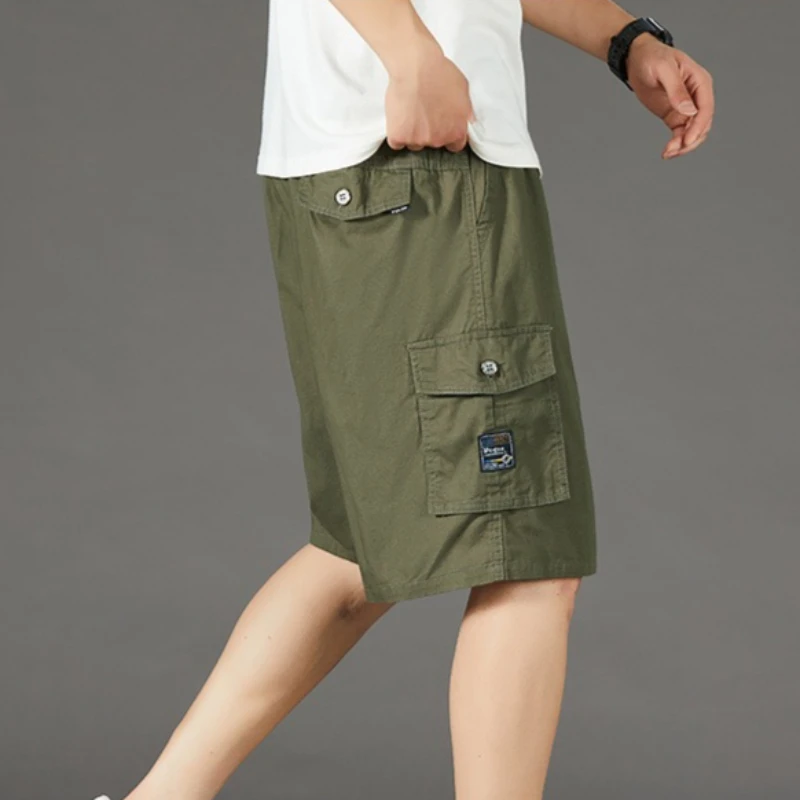 

Washed Cotton Cargo Shorts Men Knee Length Pants Men Sports Workwear Bermuda Shorts Man Half Short Pants Golf Running Gym Shorts