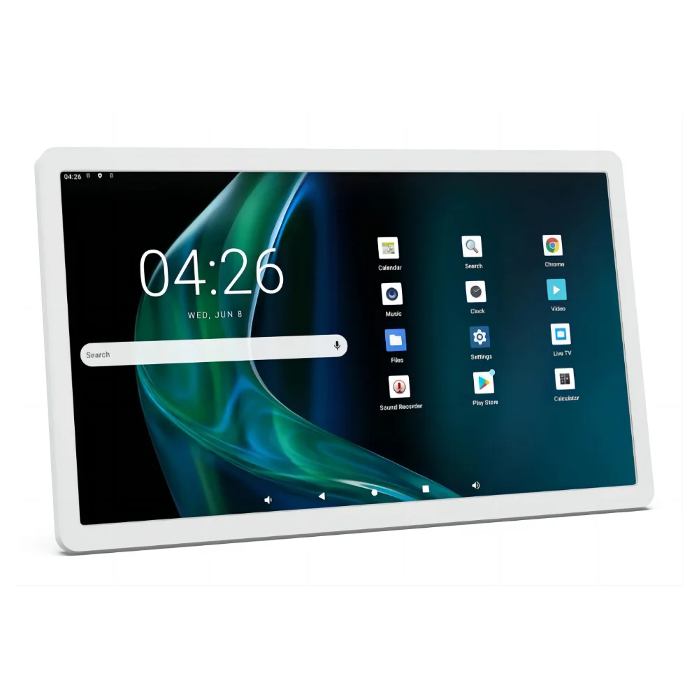 24 Inch Android 14 Wall-Mount Tablet 4G+64G Multi-media Player  IN Touch Screen  White Color Large Memory Slim Display