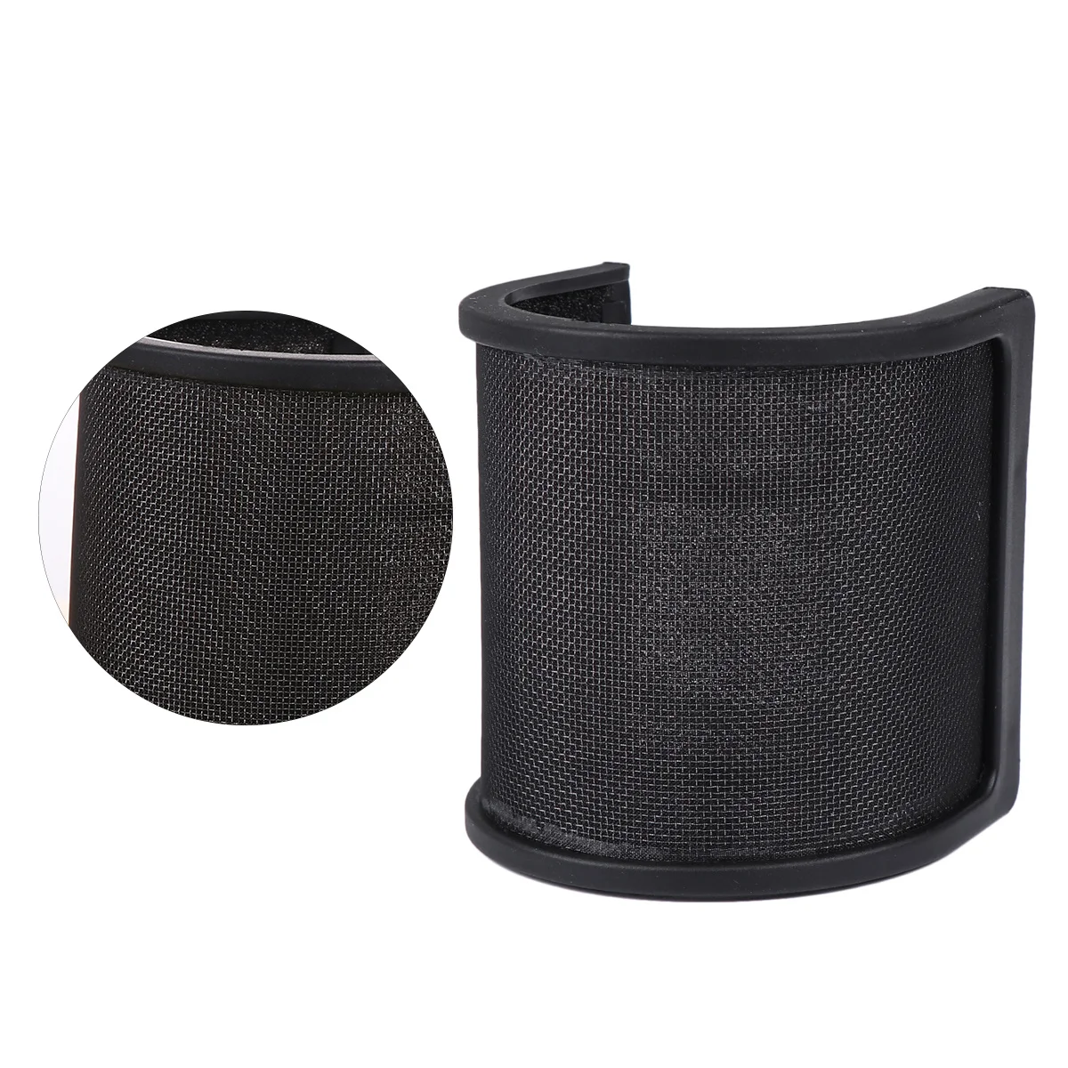 

Anti-Spray Mic Filter Shield Triple Layer U-Shaped Windscreen Cover For Recording Streaming Black Microphone Accessory