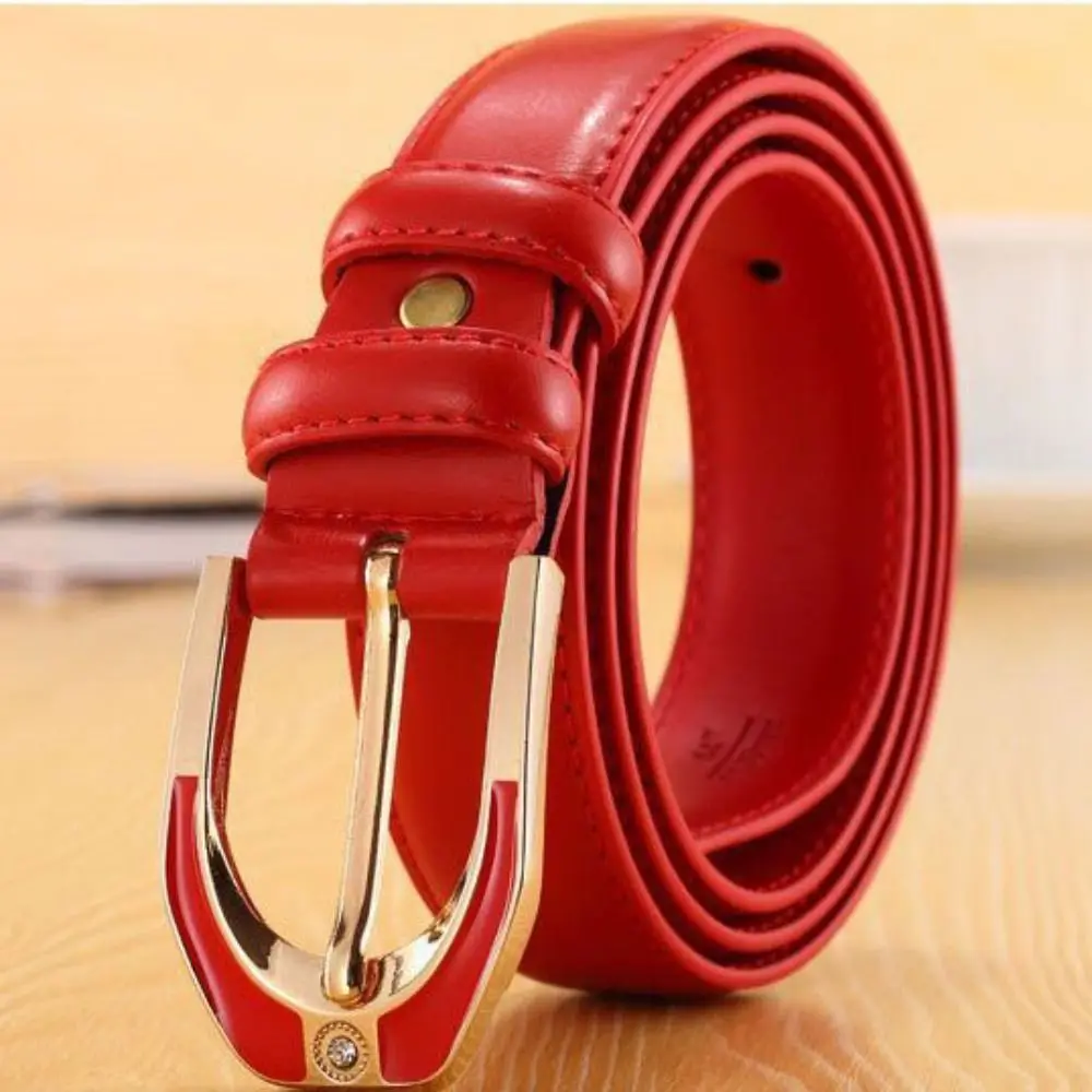 Straps Fashion Ladies Belt Casual Soft Leather Belt Versatile Metal Buckle Waistband Belt Girls