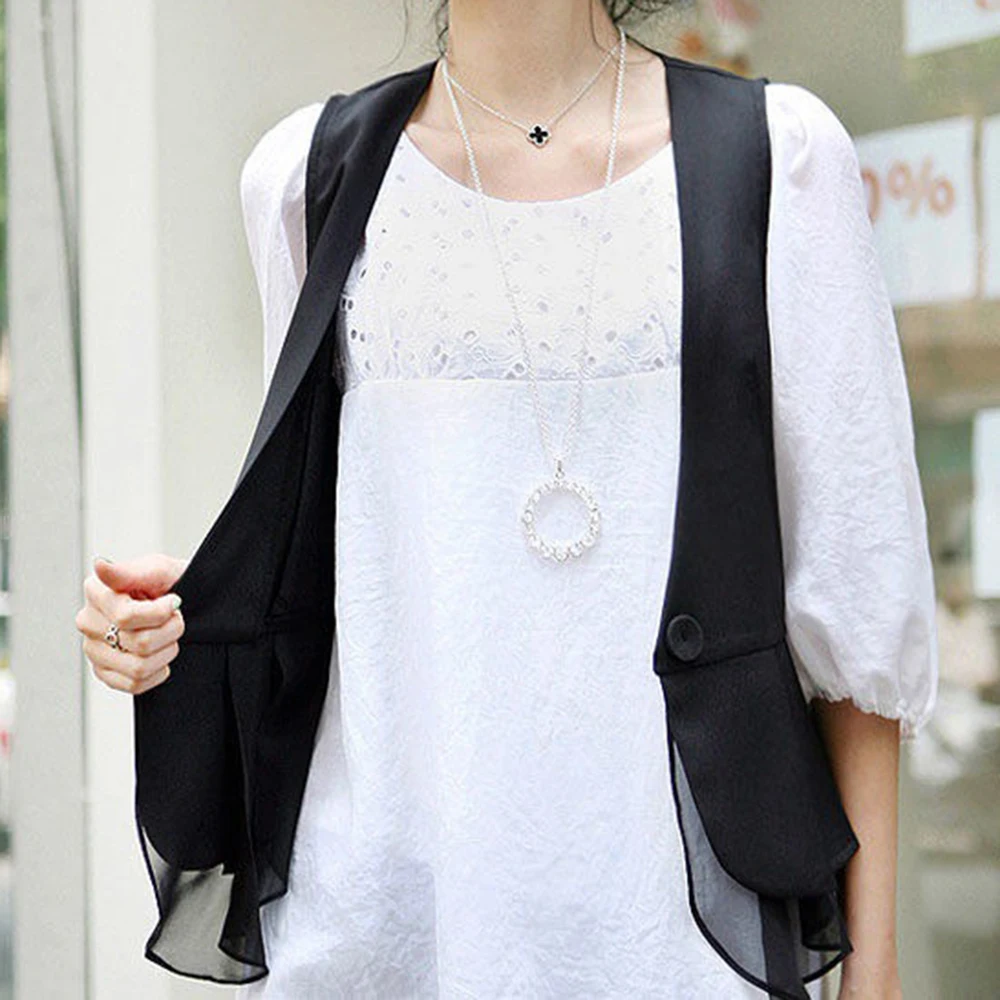 

Women's Fashion Vest Without Sleeves Polyester Vest with Regular Length and Moderate Elasticity for Year-Round Use