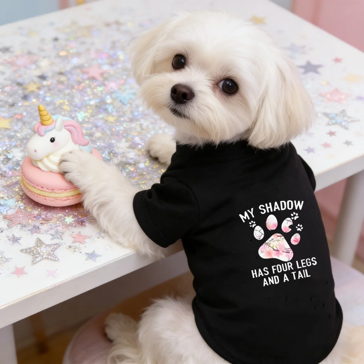 1pc Creative printed short sleeved, four season pet pullover