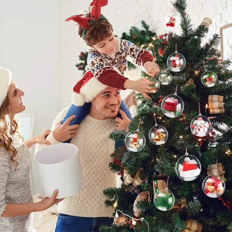 5-10CM Christmas Ornaments Balls DIY Fillable Bauble Plastic Transparent Hollow Ball Wedding Party Xmas Tree Hanging Decorations