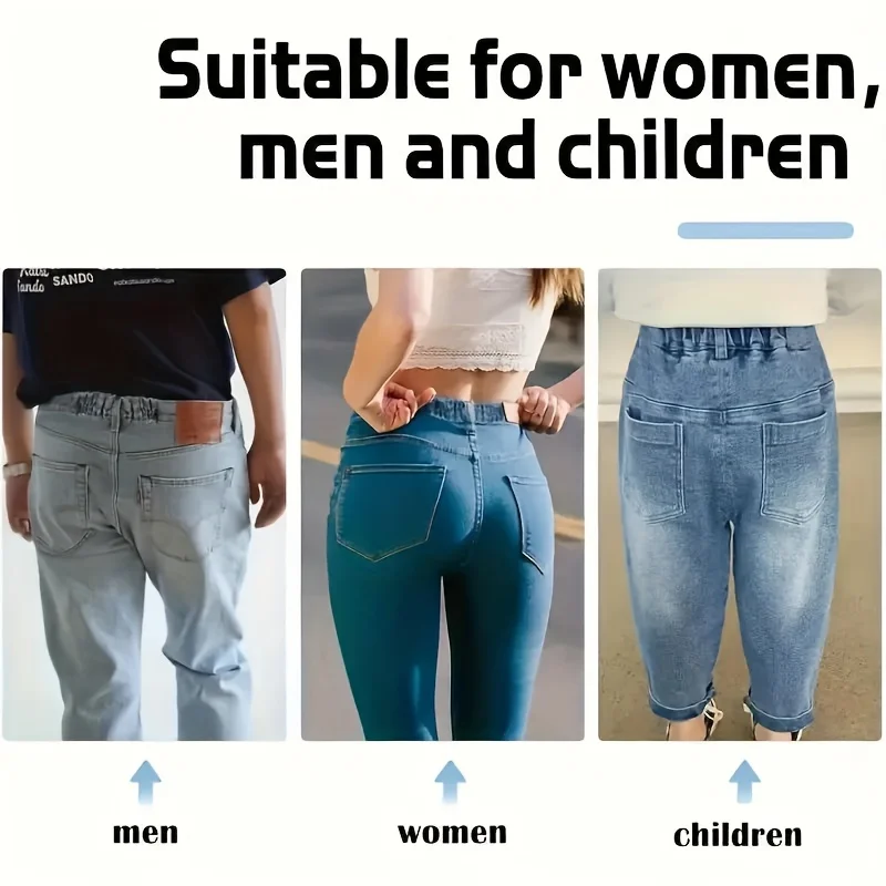 1 Set of Adjustable Waistband Tightener Set - Non-Printed Black and White Pants Waist Extender, Unisex Seamless Button Relaxer for Jeans and Pants view 3