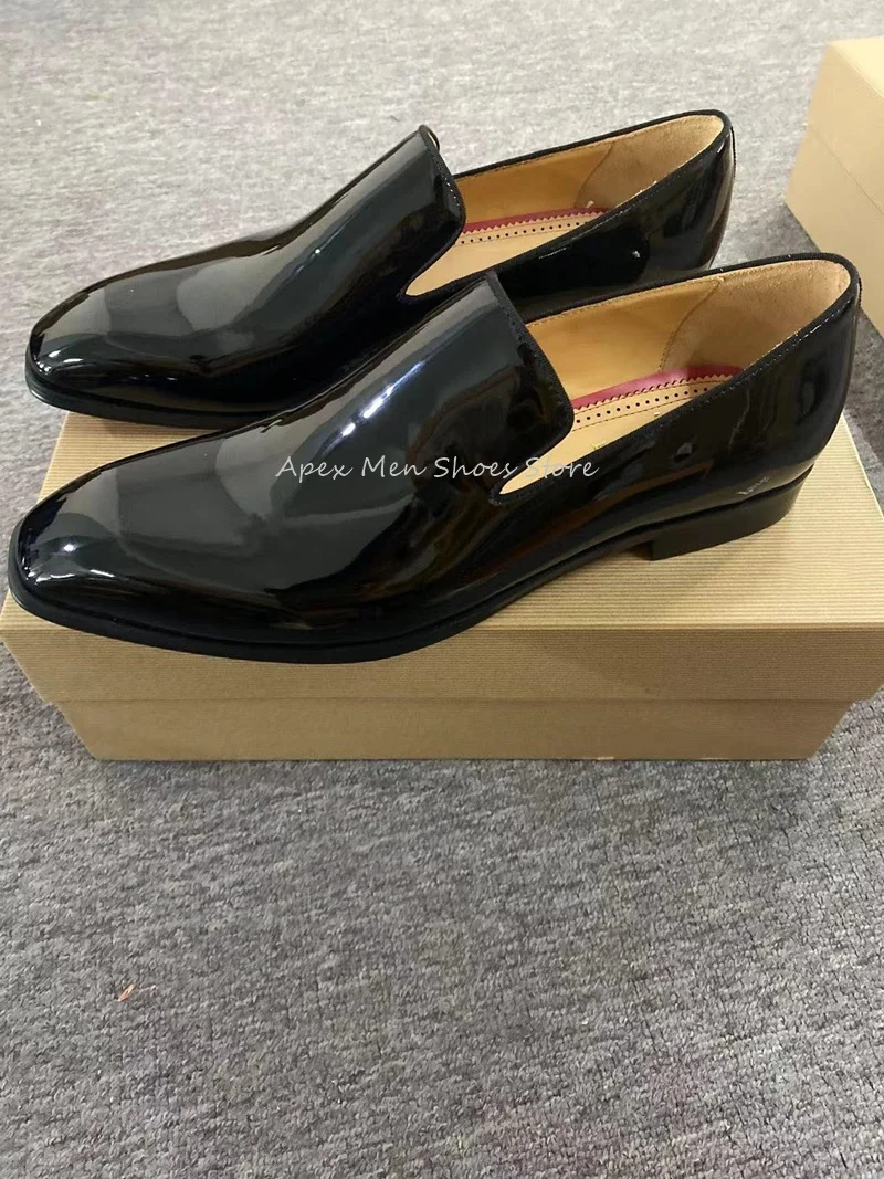 Brand Luxury Men's Leather Shoes Wedding Black Patent Leather Slip On Comfortable Dress Shoes Elegant Oxford Derby Shoes