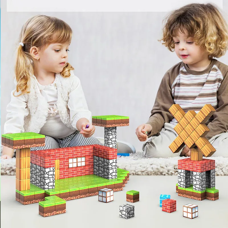 64 szt. Blok magnetyczny świata DIY model zabawki konstrukcja montażu granulat Yizhi 2.0cm kwadratowe puzzle Mini World