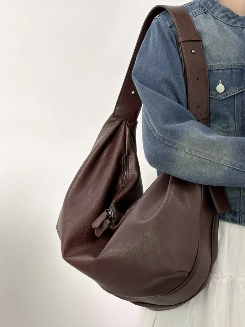 Modische Schwarze Crossbody-Taschen mit Großer Kapazität, Luxuriöse Damenhandtaschen, Schulter-Dumpling-Tasche, Umhängetaschen für Frauen