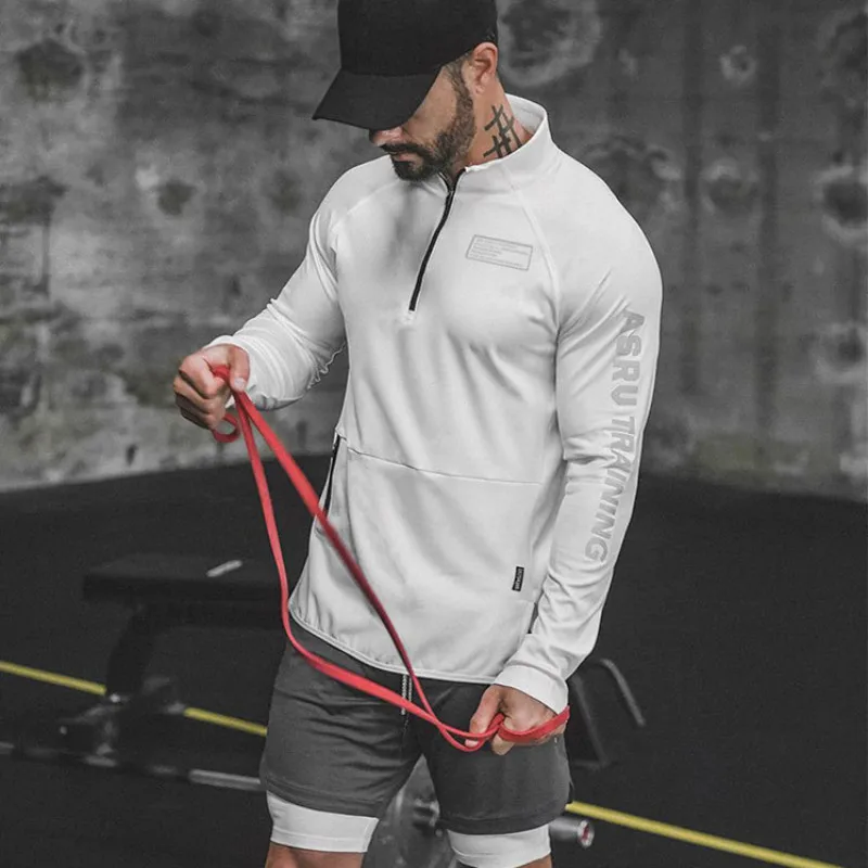 T-shirt à manches longues pour homme, vêtement de Sport, de Fitness, de musculation, de Jogging, de course à pied