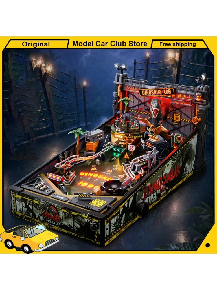 Neues Dinosaurier-Labor 3D-Pinball DIY-Baustein-Set MGPO1 LED-Licht Brettspiel Diorama-Modell 3D-Montage Puppenhaus Geburtstagsgeschenk