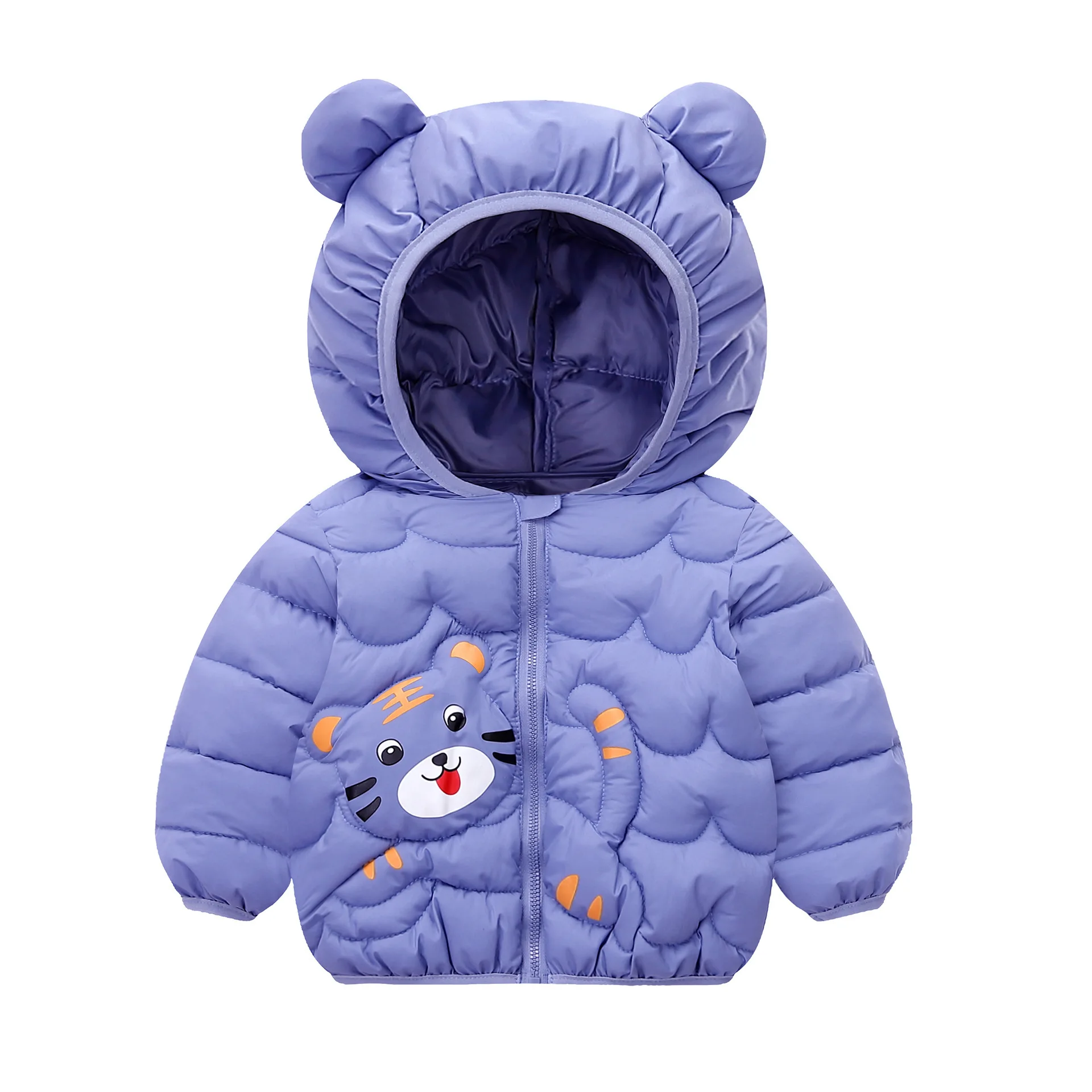 Toddler Boys Girls Autumn Children Warm Cartoon Print Hooded Down Jackets Coat Baby Kids Zipper Ski Outerwear Children Clothing