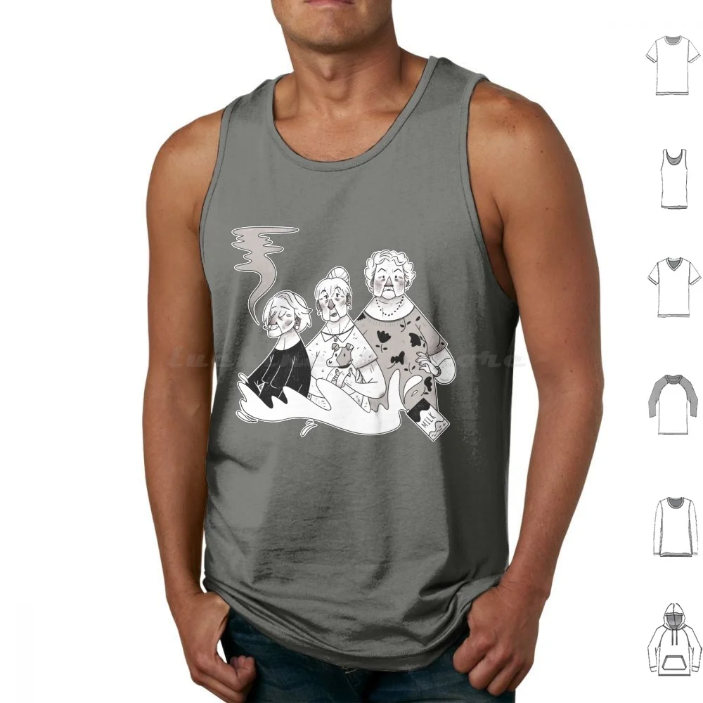 Drink The Milk Camisetas sin mangas Chaleco sin mangas No hay un vivo aquí Leche Marisa Vicenta Shell Valentin Blanco Negro Anhqv