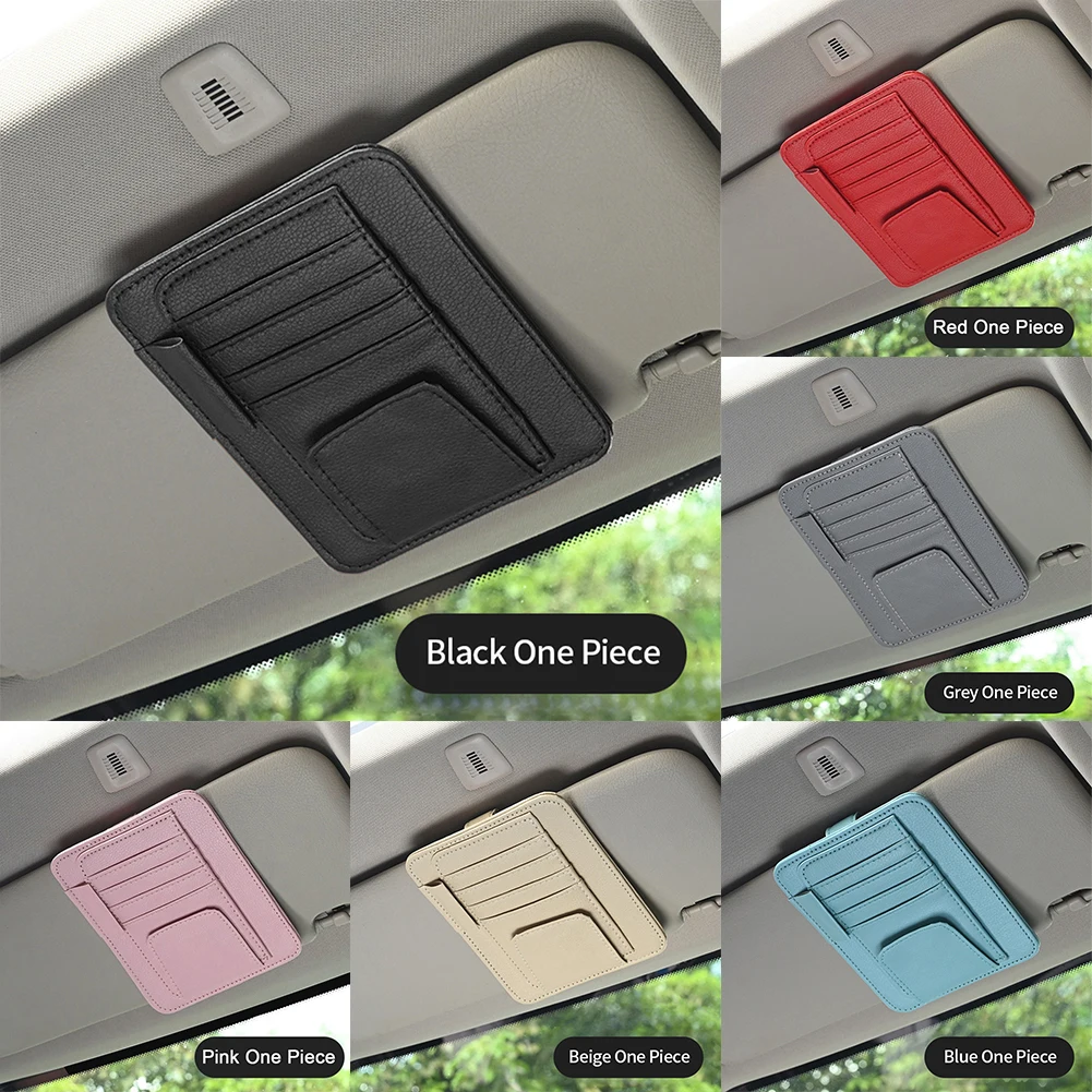 

Car Sun Visor Organizer Multi-Pocket Leather Sunglasses Holder Storage Card Holder Card IC Glasses Clip Car-Storage