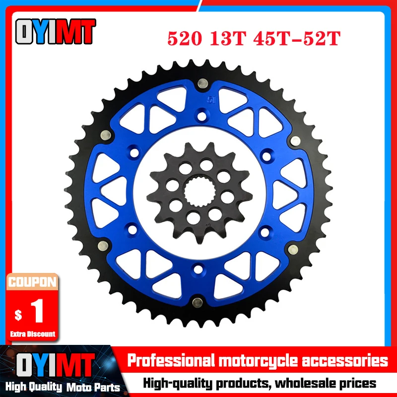 

Передняя и задняя звездочки мотоцикла 520 13T 45T-52T для YAMAHA YZ125T V W X Y Z A B D E WR250FN P R S T YZ250FT X YZ 125 WR 250