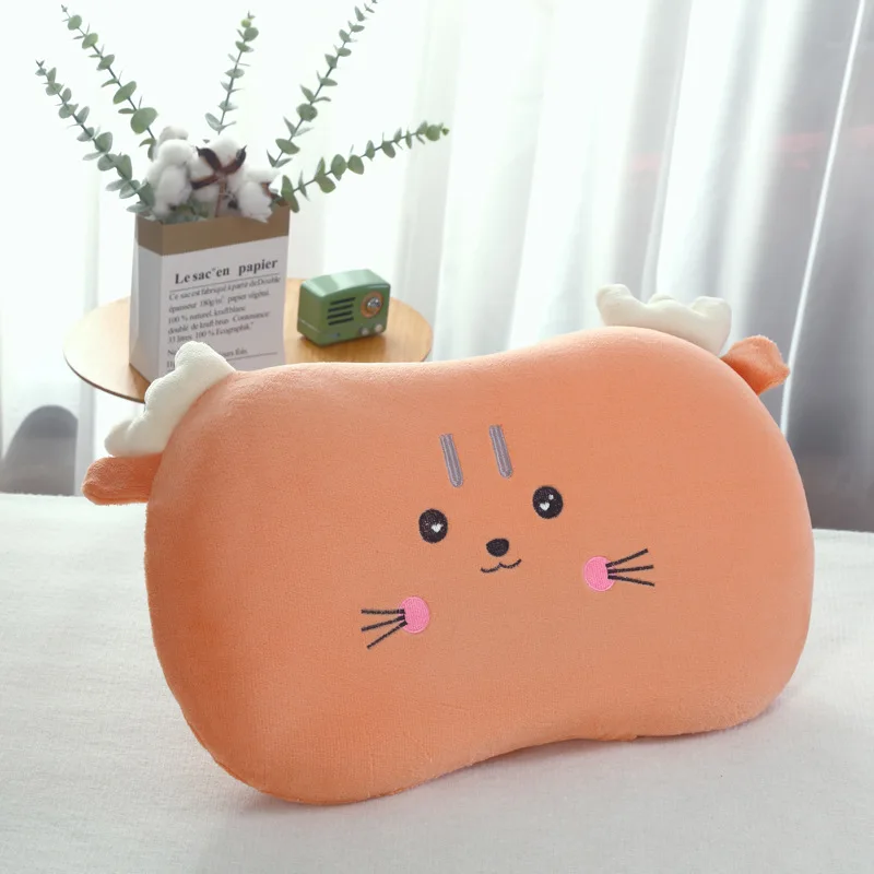 2024 New Cute Spa Sleeping Bouncy Memory Foam Skin-Friendly Velvet Embroidery Flower Cat Belly Pillow Memory Pillow