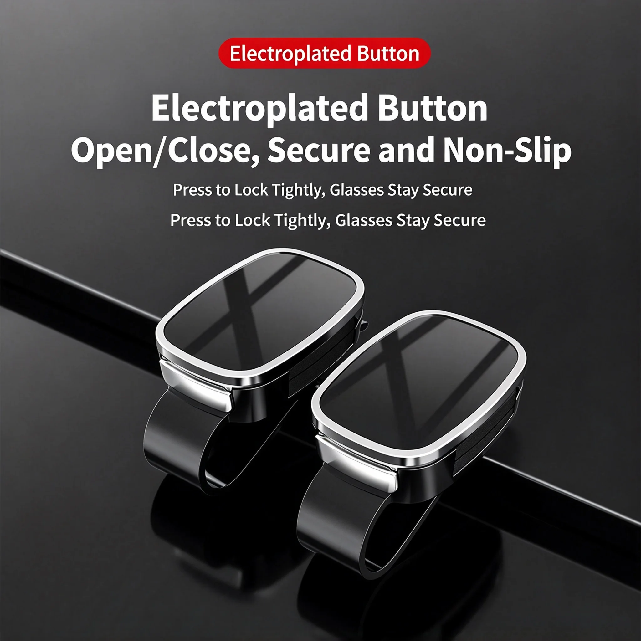 Car Sun Visor Glasses Holder Electroplated Button Sunglasses Storage Rack Space Saving Eyewear Organizer Stable Car Accessory