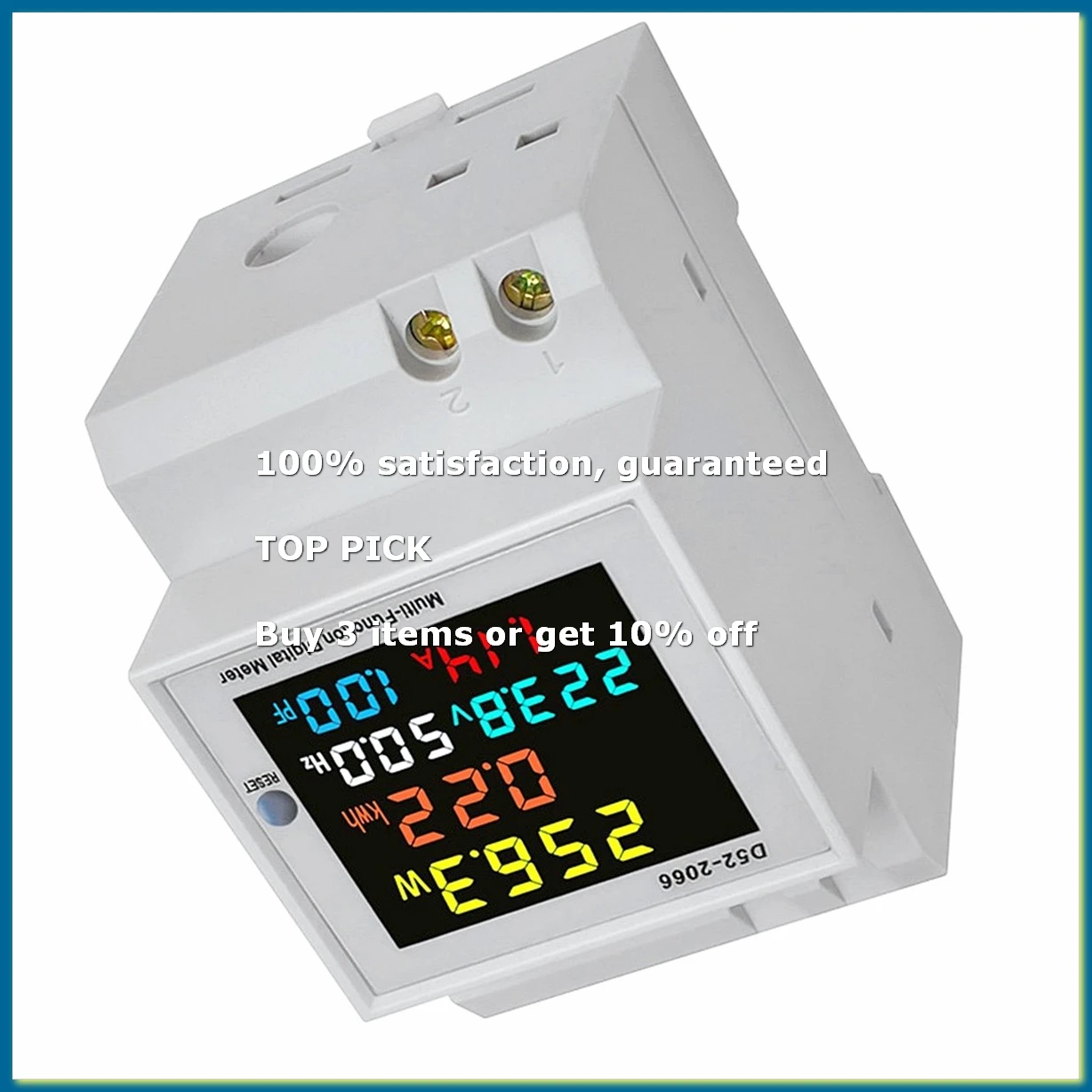 Din Rail AC Monitor 6IN1 40-300V 100A Voltage Current Power Factor Active KWH Electric Frequency Meter VOLT AMP