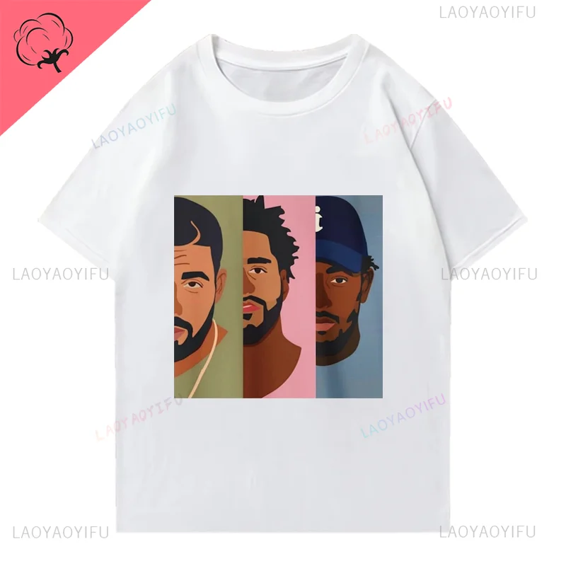 Hip-hop trio Drake, J. Cole, Kendrick Lamar print fashion street wear hip hop trend men and women universal short-sleeved Tshirt