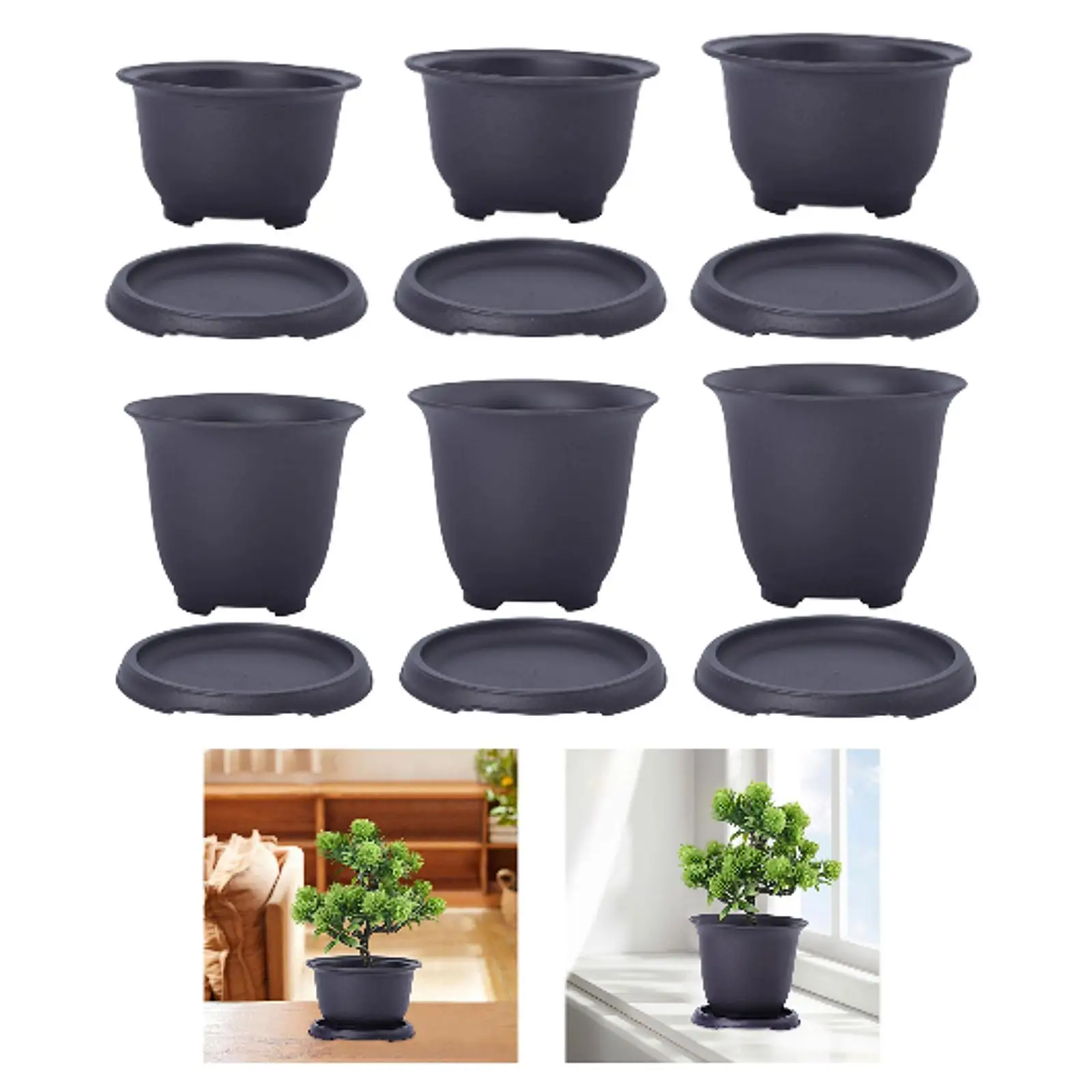 Training Pot with Humidity Tray Tabletop Round Nursery Pot Portable Desk Outside Planter for Courtyard Yard Patio Home Farmhouse