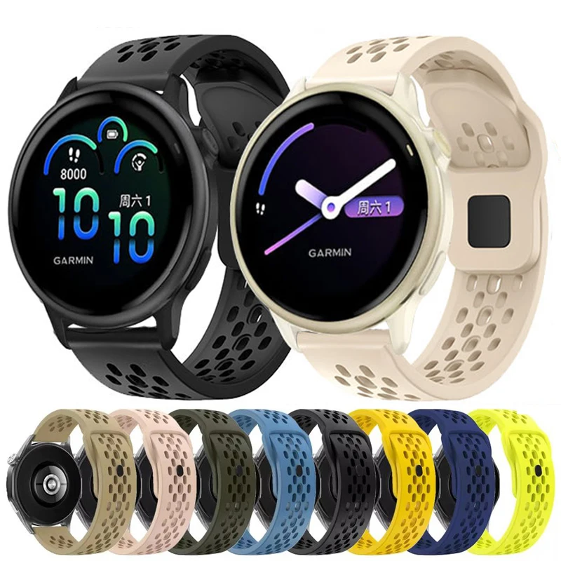 18 20mm 22mm Sport Silicone Strap For Garmin Forerunner 55 158 970 570 965 745 245 265 255 Vivoactive 6 5 4 3 Venu 3 2 2S 3S SQ2