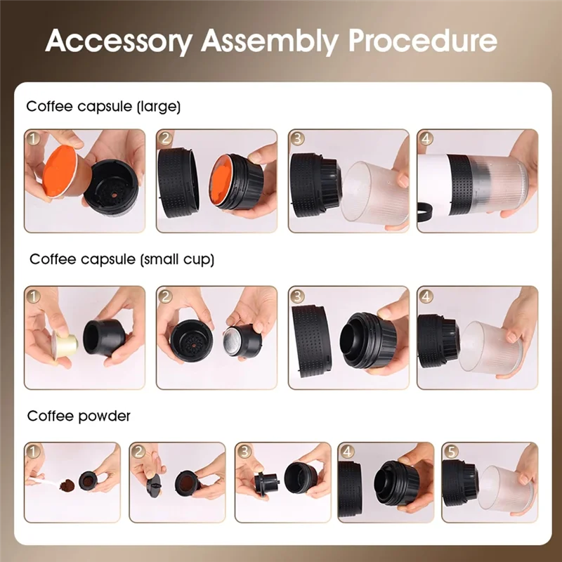 

AF93-3 In 1 Mini Wireless Electric Portable Espresso Coffee Machine For Car & Home Camping Travel Capsule Coffee Maker