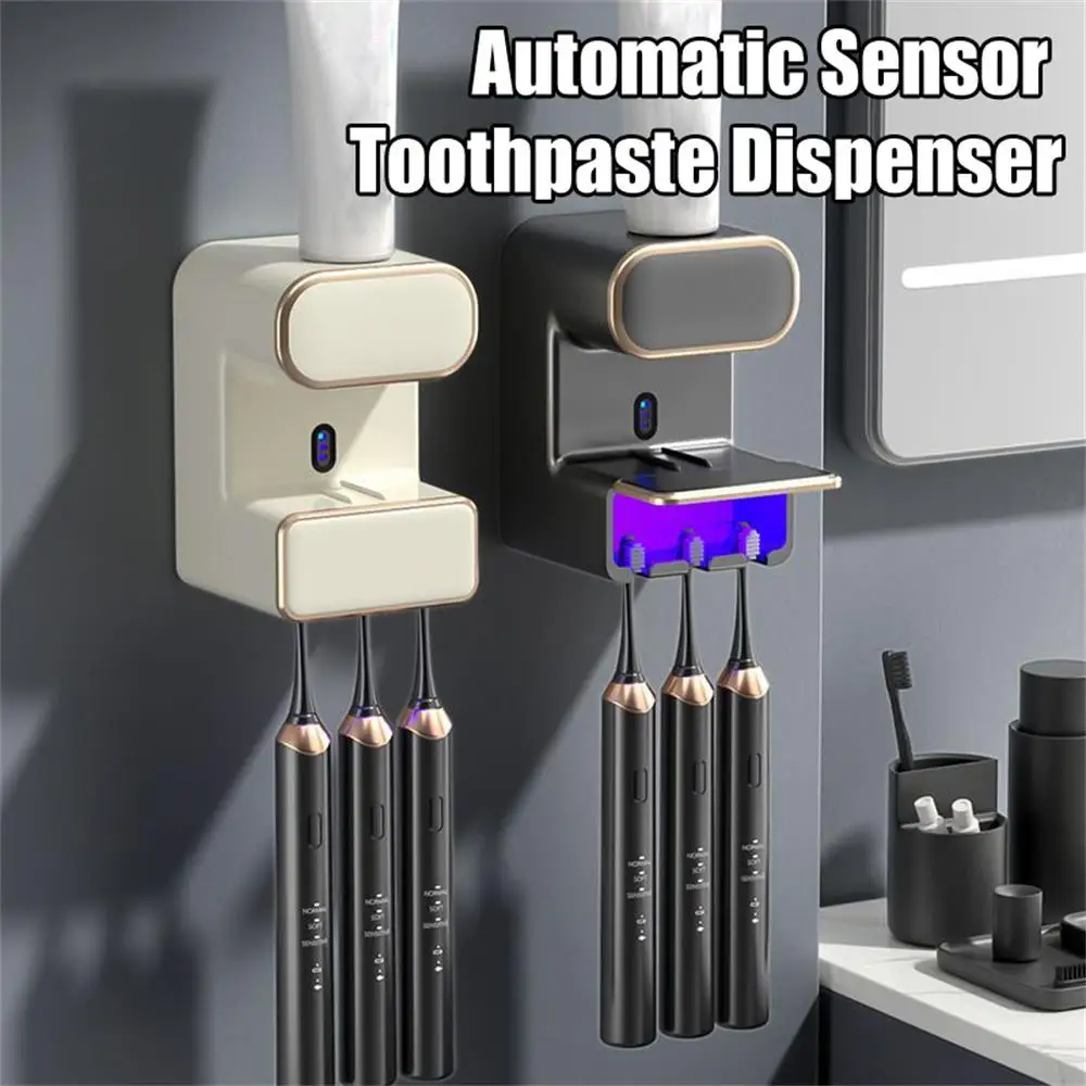 Automatic Sensor Toothpaste Dispenser 3 Toothpaste Slots Wall Mount Stand Electric Toothpaste Squeezer Bathroom Accessories