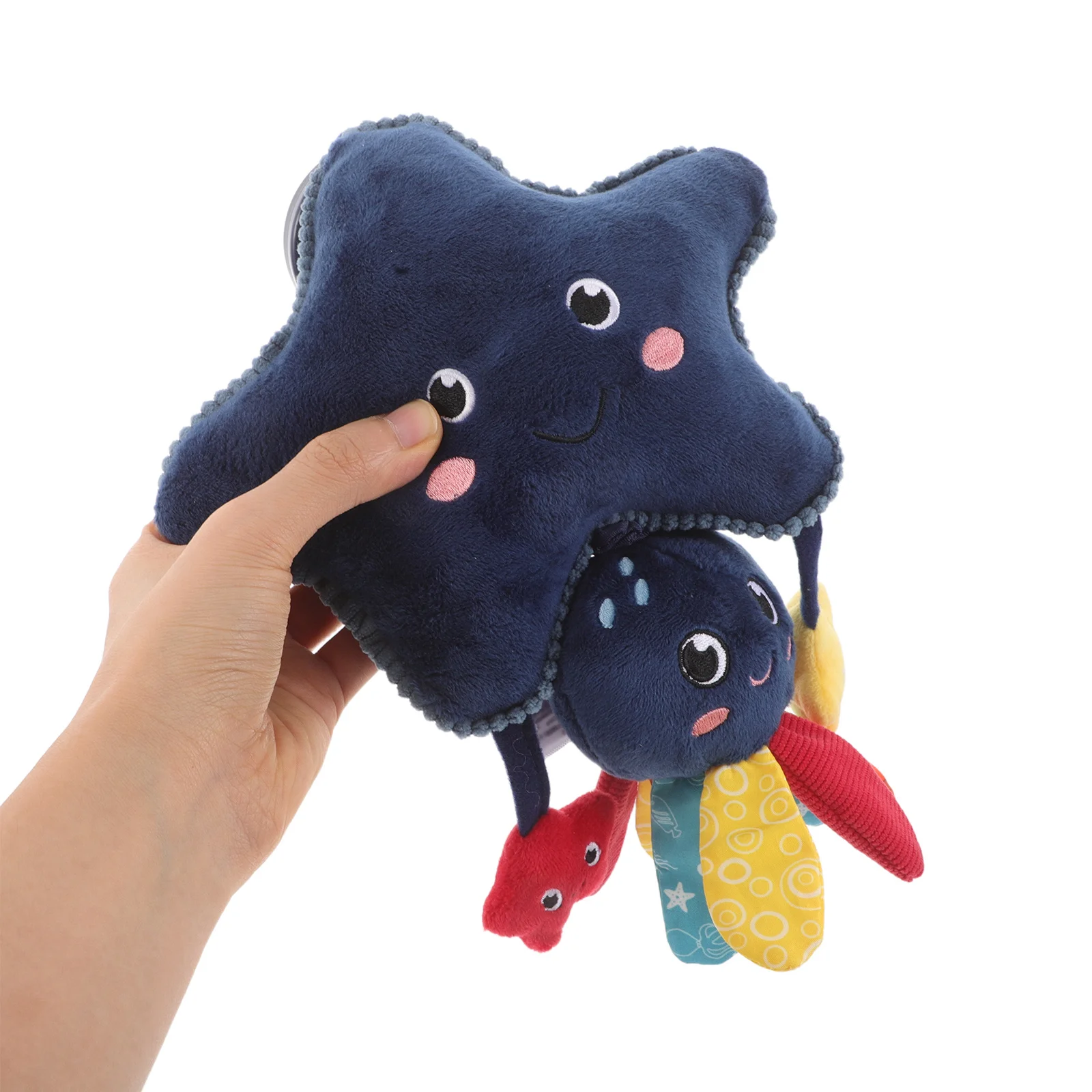 دمية حيوانات بحرية محمولة قابلة للغسل للأطفال الرضع، تعلق على سرير الأطفال أو عربة الأطفال أو مقعد السيارة، مع أجراس رياح حسية