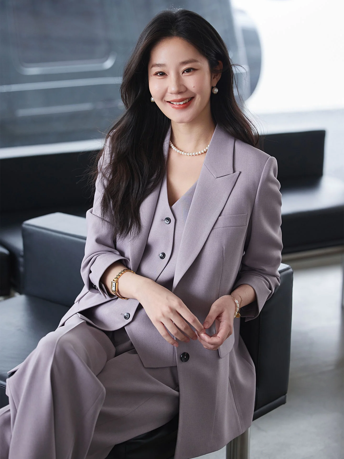 

Diisia 2026 Spring New Purple Suit Set Women's Faion Commute Casual Blouse Tee-piece Suit Straight Tube Polyester Fiber