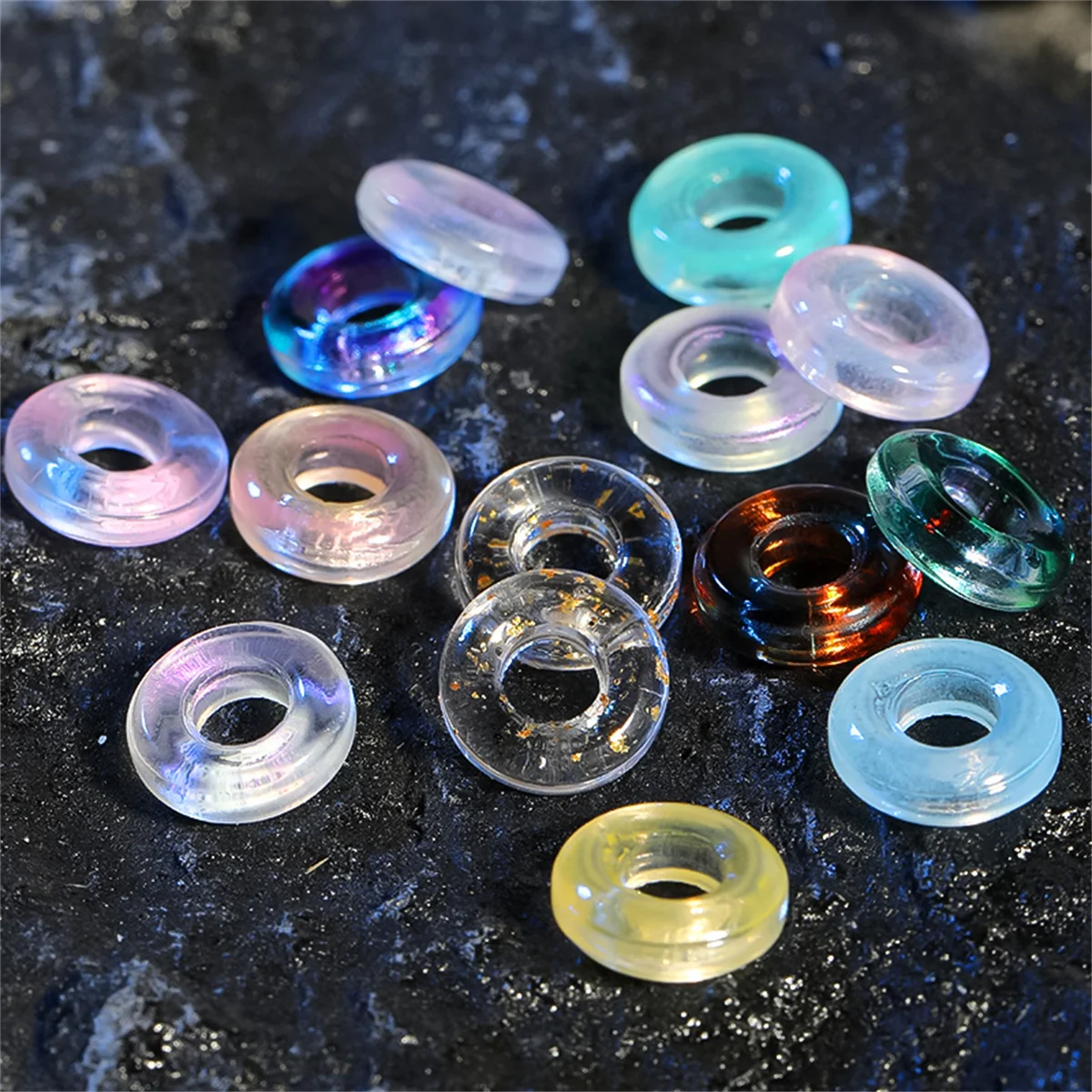 

10Pcs DIY jewelry accessories 10mm colored circle glass running ring large hole beads glass bracelet separated beads wholesale