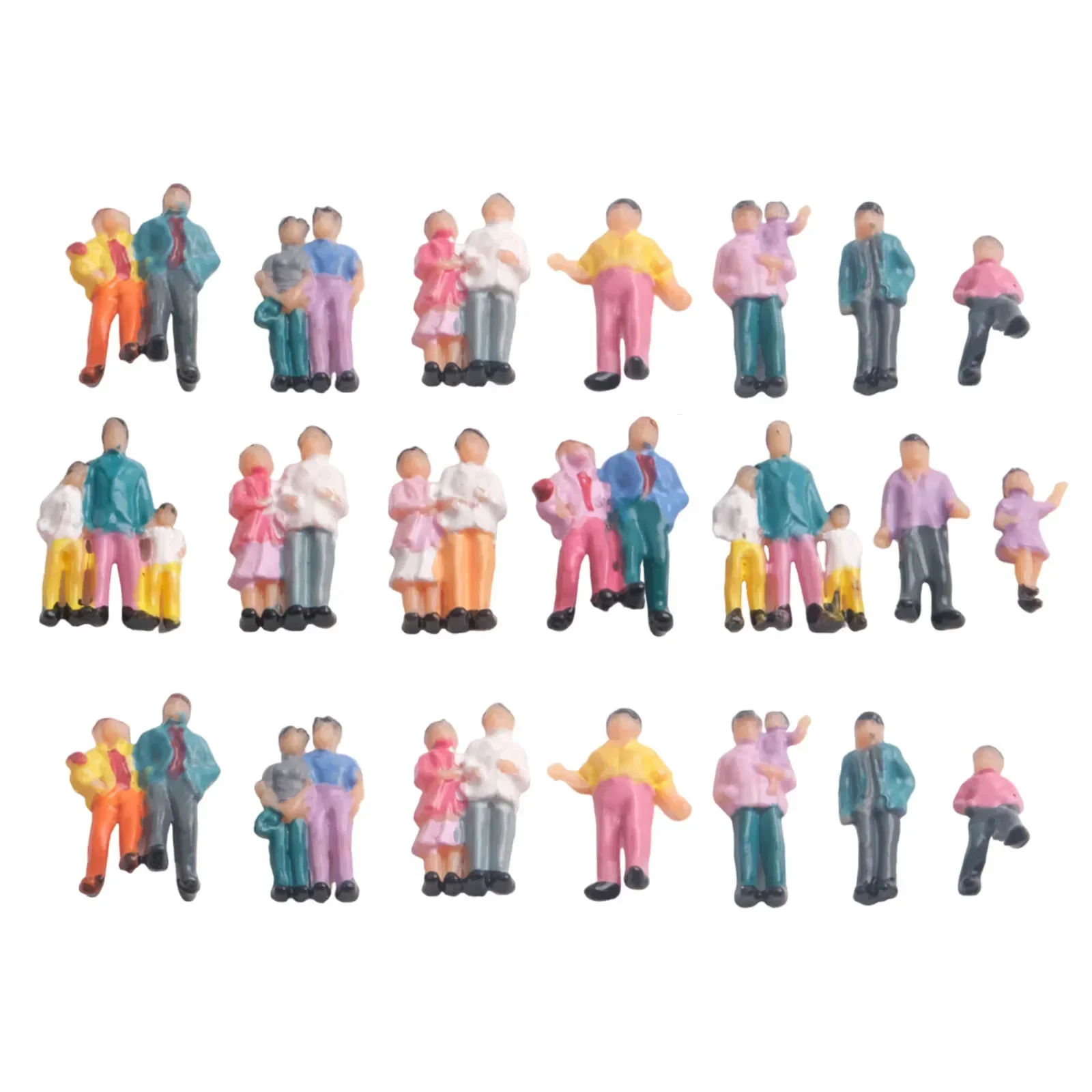 

1:87 HO Scale Model Railway Mixed Painted Passengers 25 People Figures Train Layout Garden Decoration Painted Siamese Figures
