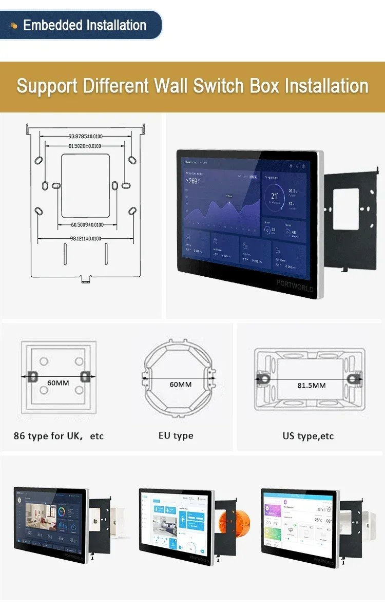 Smart Home Automation 10 Inch IPS Touch Screen Landscape Display Android AIO POE Tablet Inwall Mount