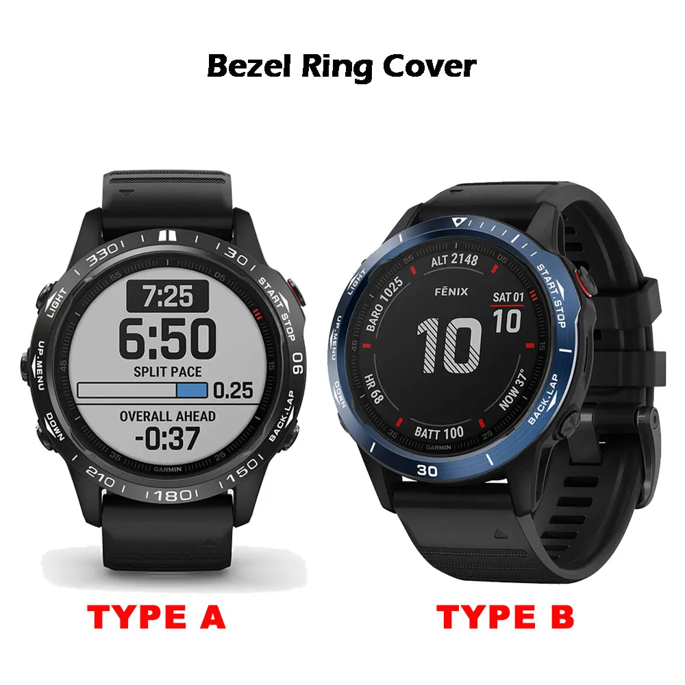 Lünette Ring Für Garmin Fenix 6X Uhr Zifferblatt Edelstahl Metall Klebstoff Abdeckung Anti-Scratch Protector Abdeckung Ring für fenix 6X