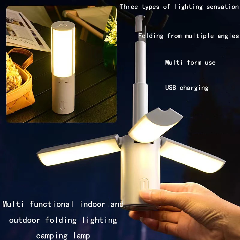 Lampada da campeggio pieghevole multifunzionale per esterni tenda atmosfera lampada da campeggio per cavalli lampada a sospensione portatile illuminazione per studenti del dormitorio