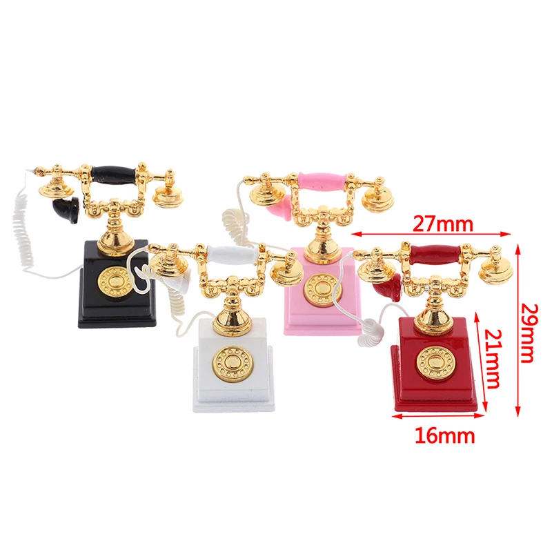 19Styles Miniature Phone Model Alloy Vintage Retro Rotary Red Telephone For Dollhouse Accessories Pretend Play Furniture Toys