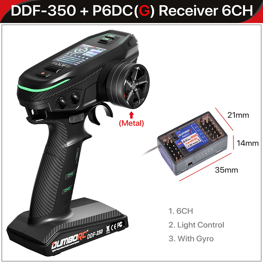 DUMBORC 2.4G 10CH Digital Radio Remote Controller DDF-350 Transmitter with Receiver for RC Car Boat Tank LCD FHSS System image 3
