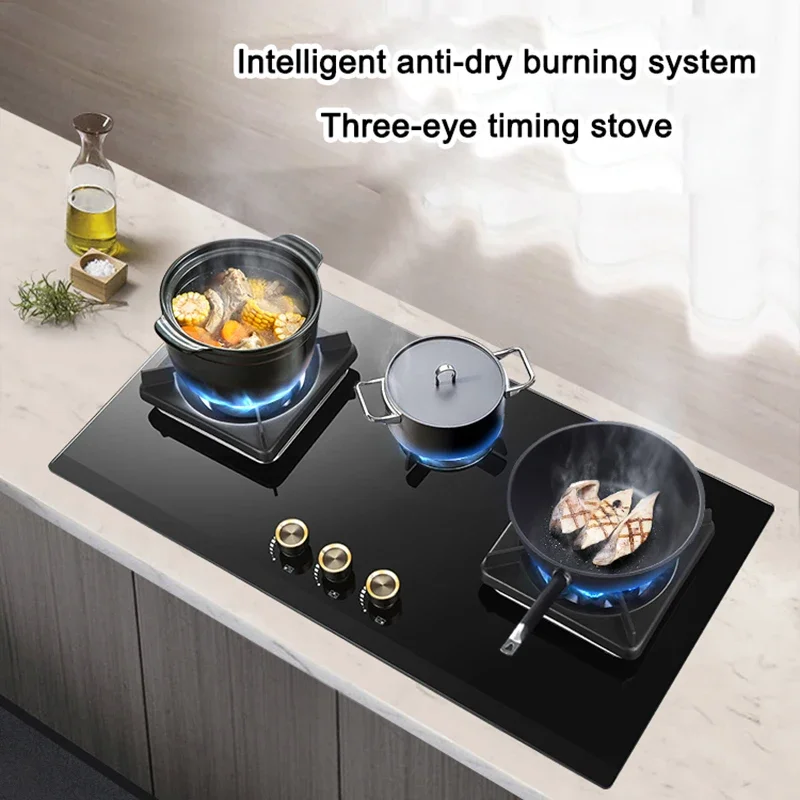 Household 220v Three-eye Gas Stove Gas Stove Embedded Household Natural Gas Timing Fierce Fire Multi-eye Stove Three-headed Stov