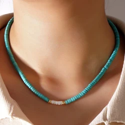 1PC Go2boho Simple Turquoise Friendship Gold Plated Necklace Women's Bohemian Summer Beach Fashion Jewelry Accessory