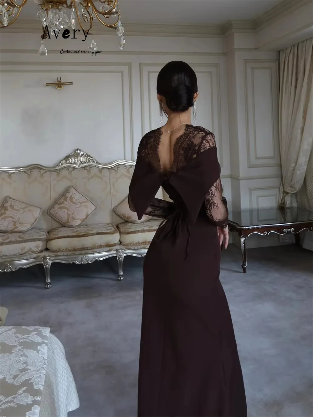 Avery vestido de fiesta bordado con cuello cuadrado y cola de pez de encaje personalizado, vestidos elegantes y formales para mujer, vestido de fiesta de lujo, noche 2025