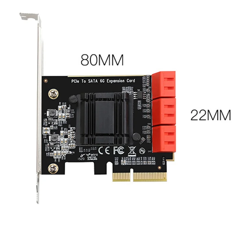 8Cm/12Cm 브래킷이 있는 HDD SSD용 Pcie SATA 컨트롤러 카드 Pcie 4X ~ 6 포트 SATA3.0