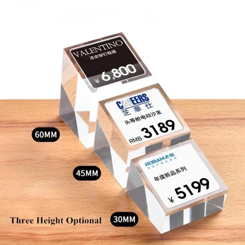10pcs Acrylic Price Tag Paper Holder Display Stand Table Mini Price Cubes Jewelry Label Sign Watch Tags