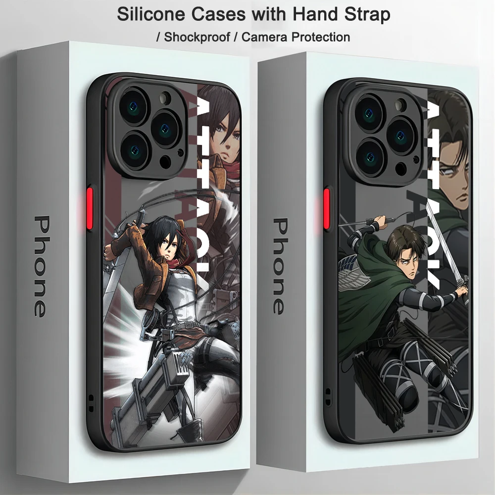 Hot Anime Attack On Titan Cassa Del Telefono Per iPhone 15 14 13 12 11 Pro Max X XR XSMax 7 8 Plus Opaco di lusso Trasparente Della Copertura