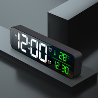 LED music electronic alarm clock with large screen mirror surface night light clock multi-functional plug-in clock