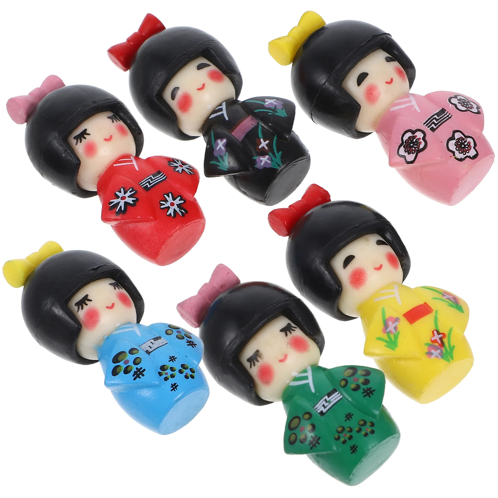 6 Pcs Kimono Ornaments Russian Dolls Japanese Tabletop Decoration Model Lovely Pvc Plaything Toy Toys Girl