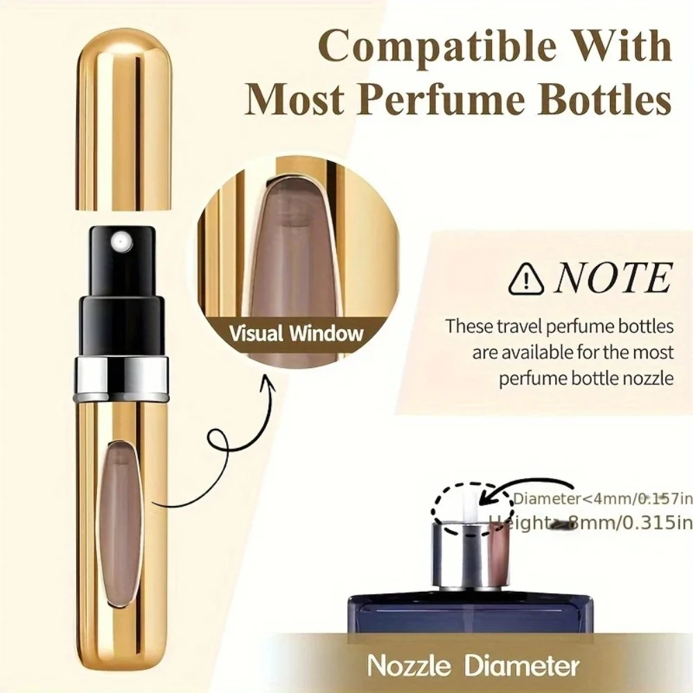 Mini Refillable Perfume Atomizer Aluminum, Travel Perfume Atomizer 5ml, Portable Perfume Dispenser, Refillable Perfume Case Rugg