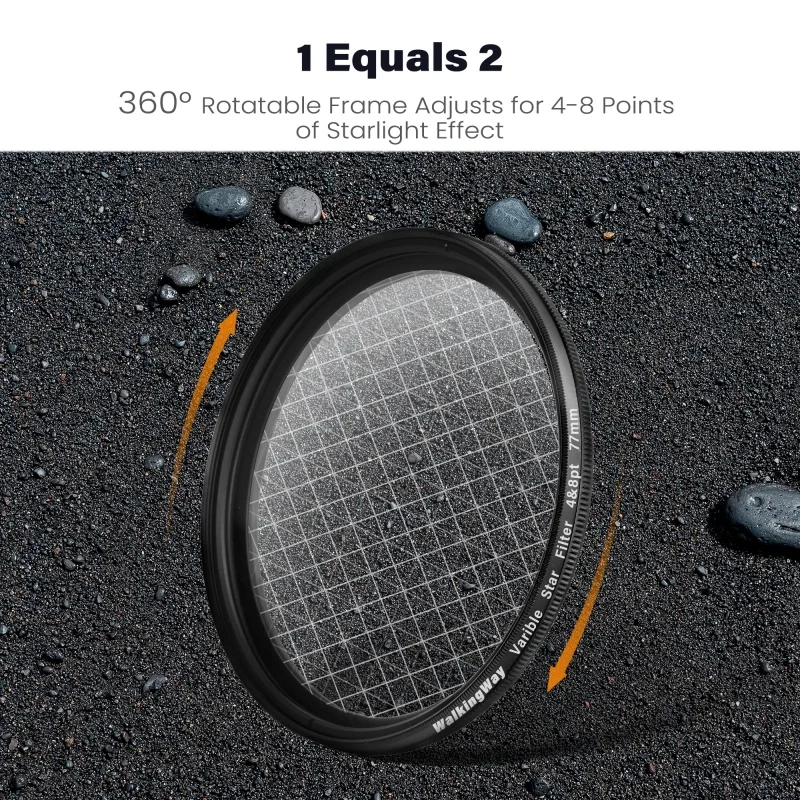 Walking Way 4-8 Point Variable Starburs Lens Filter 2 in 1 Camera Lens Star Filter Photography Lenses Accessories Filter
