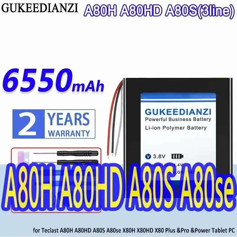 

High Capacity GUKEEDIANZI Battery 6550mAh for Teclast A80H A80HD A80S A80se X80H X80HD X80 Plus Pro Power Tablet PC Batteries